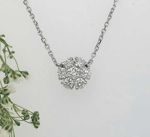14K  White Gold 0.74ct Diamond Pendant