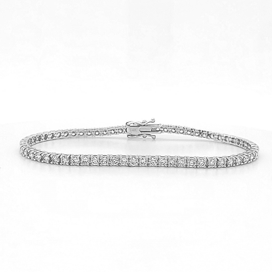 14K White Gold 3.77ct Diamond Tennis Bracelet