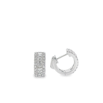 Load image into Gallery viewer, 18K White Gold 0.86ct Round and Baguette Diamond Huggies Earrings
