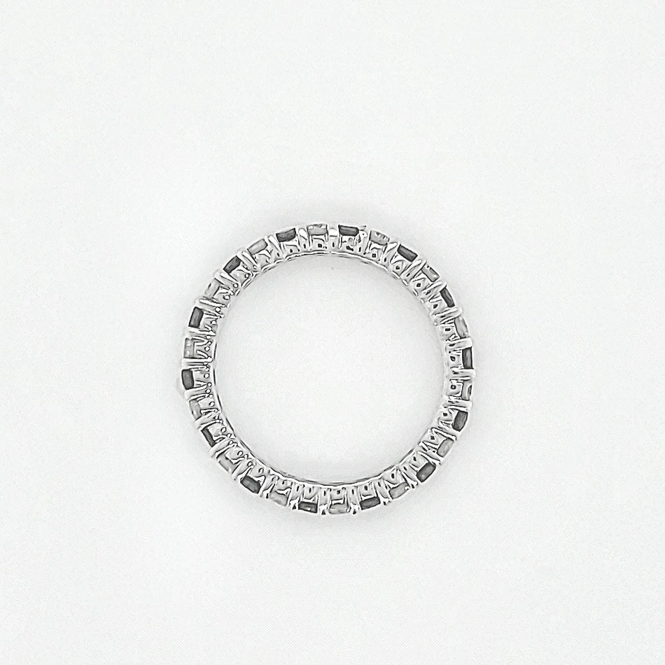 14k White Gold 1.00 Carat Black and White Diamond Eternity Wedding Band