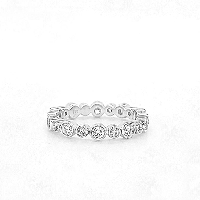 14k White Gold 0.83 Carat Bezel Eternity Wedding Band