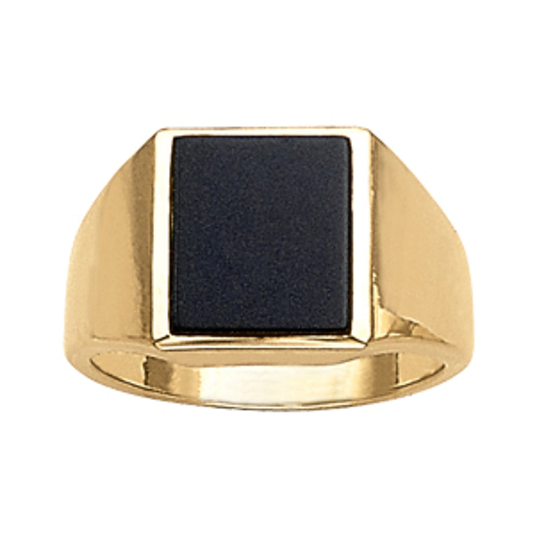 Men's Square Onyx Ring - 14Kt Yellow - Emerald - 8X6 MM - 10131-8X6