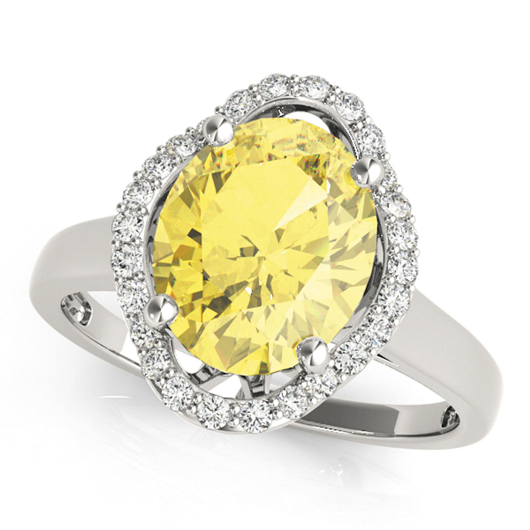 Oval-Cut Halo Engagement Ring - 14Kt White - Oval - 9X7 MM - Lab Grown VS-SI1, E/F/G - 84646-9X7