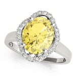 Load image into Gallery viewer, Oval-Cut Halo Engagement Ring - 14Kt White - Oval - 9X7 MM - Lab Grown VS-SI1, E/F/G - 84646-9X7
