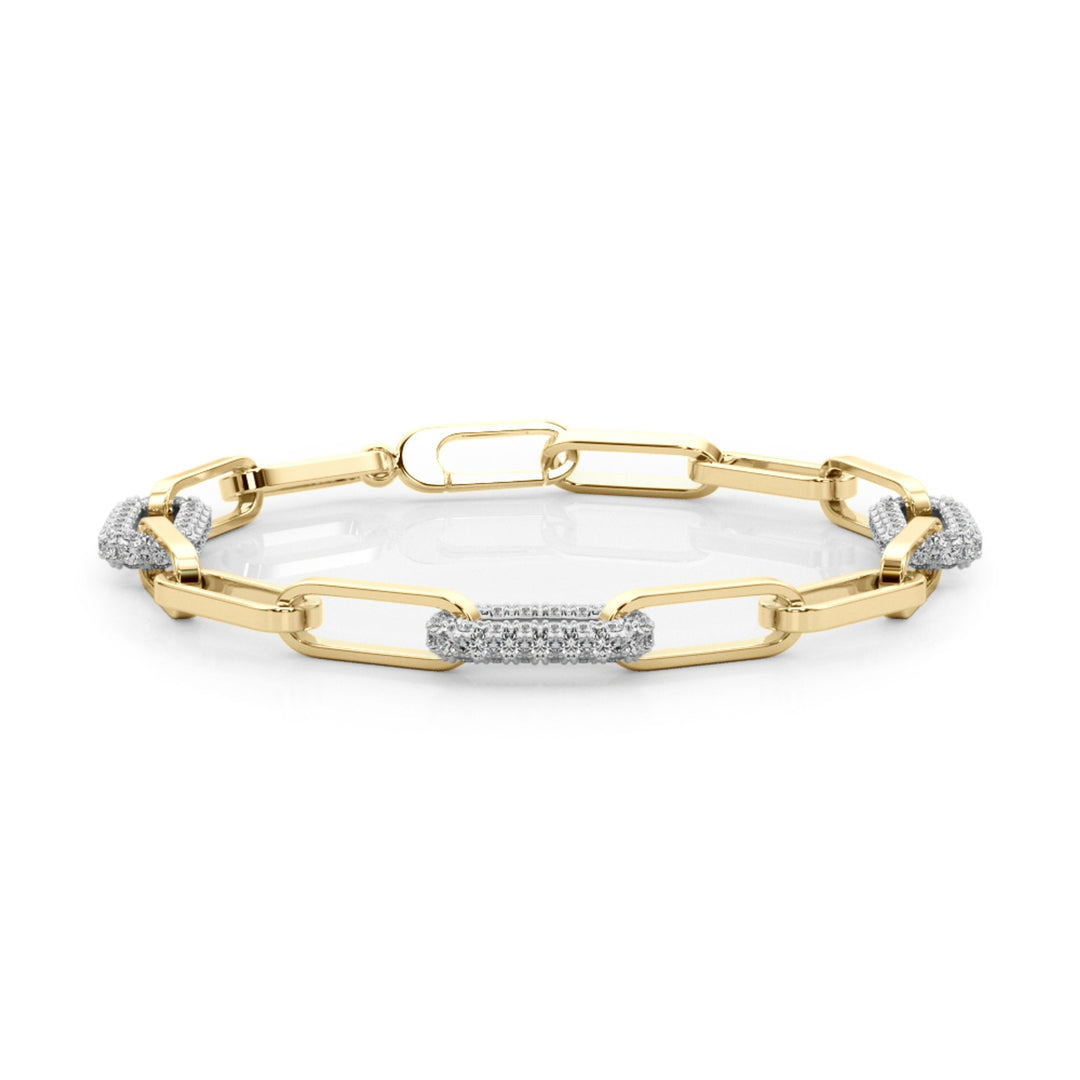 Chain Link Fashion Bracelet - 14Kt Yellow - 1.12 - Natural VS1-VS2, F-G - 70642-1.12