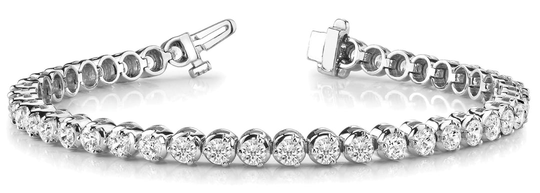 3-Prong Tennis Bracelet - 18Kt White - 2 cttw (2.1 mm) - Natural SI1-SI2, G-H - 70163-2