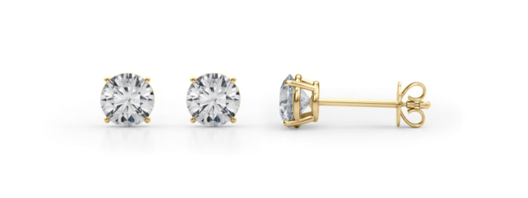 Certified 1 ctw. Round Lab Grown Diamond Solitaire Studs - 14Kt Yellow - Round - 3 ctw. - Lab Grown VS-SI1, E/F/G - LG STUDS-3CTTW