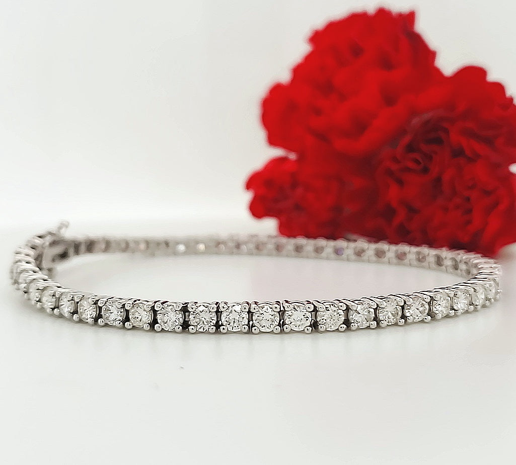 14k White Gold 6.60 Carat Tennis Bracelet