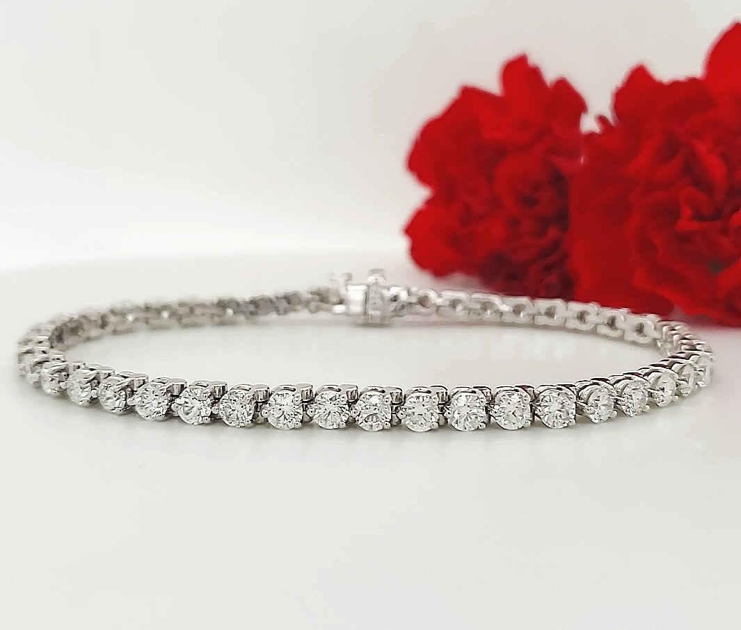 14k White Gold 6.43 Carat Tennis Bracelet
