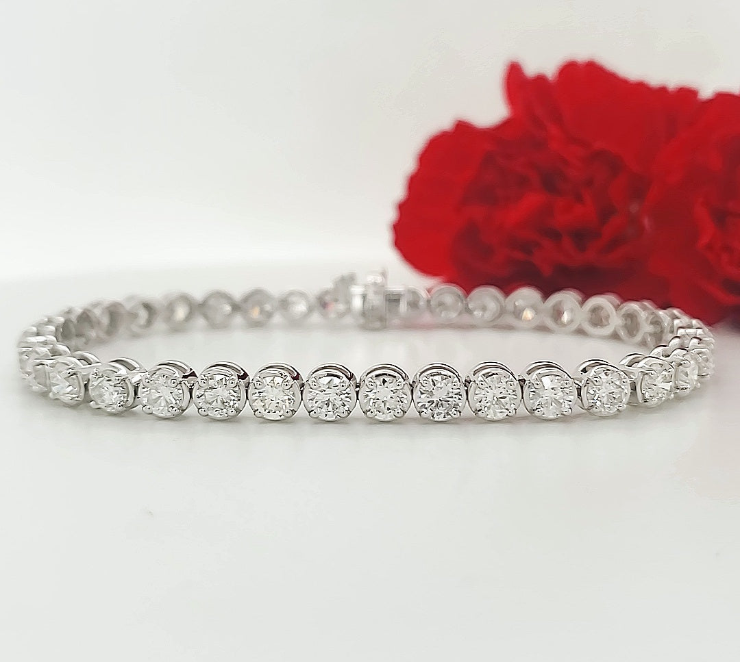14k White Gold 7.25 Carat Tennis Bracelet