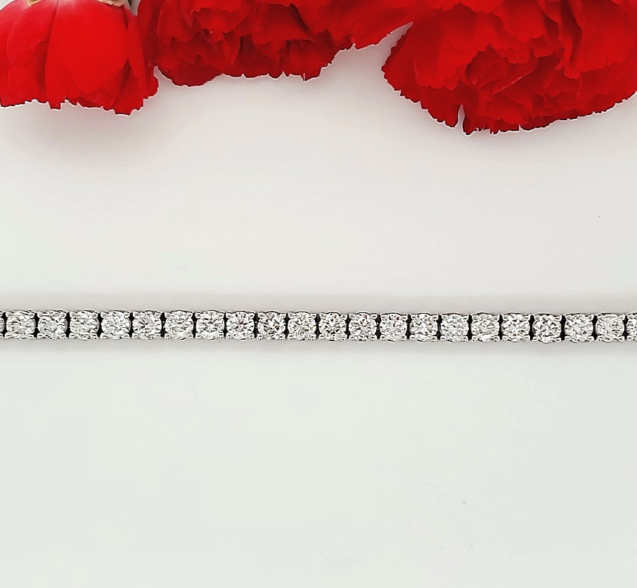14k White Gold 9.93 Carat Tennis Bracelet