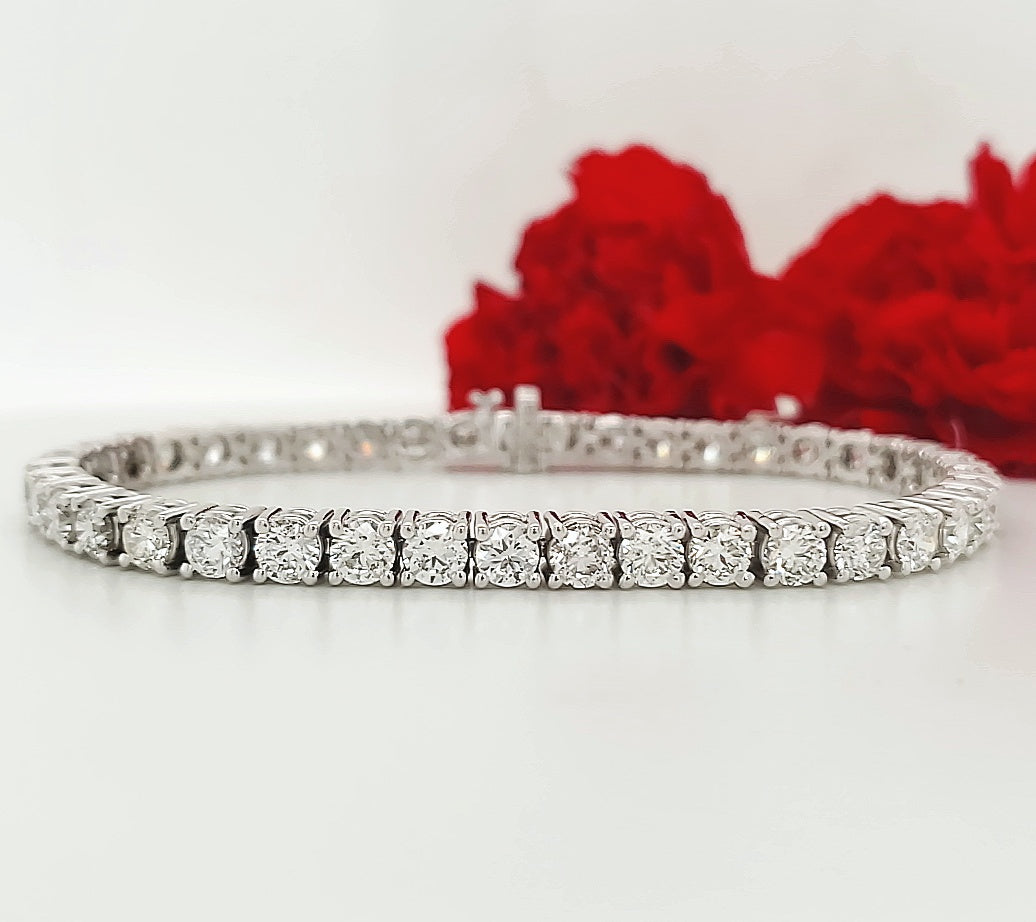 14k White Gold 9.93 Carat Tennis Bracelet 