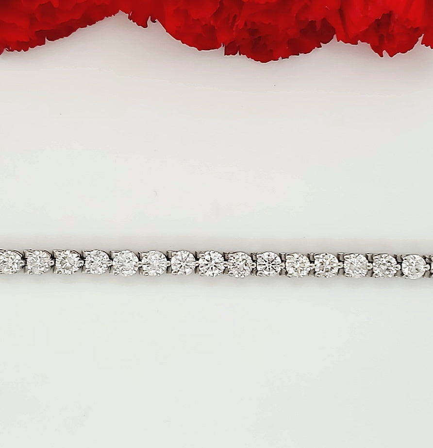 14k White Gold 9.22 Carat Tennis Bracelet