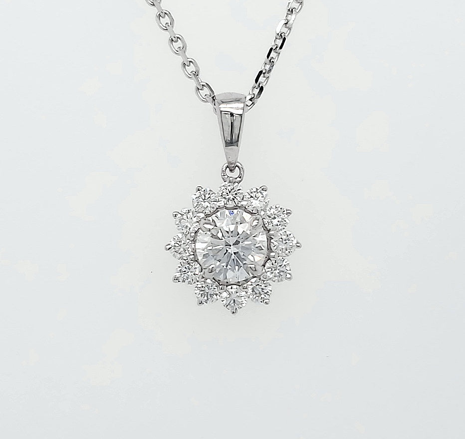 18k White Gold 0.88 Carat Pendant
