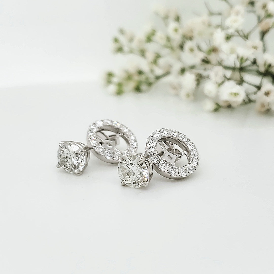 18k White Gold 2.98 Carat Earrings