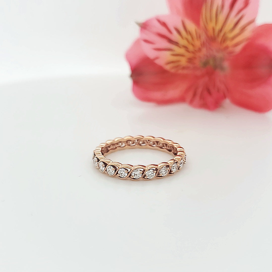 18k Rose Gold 0.79 Carat Wedding Band